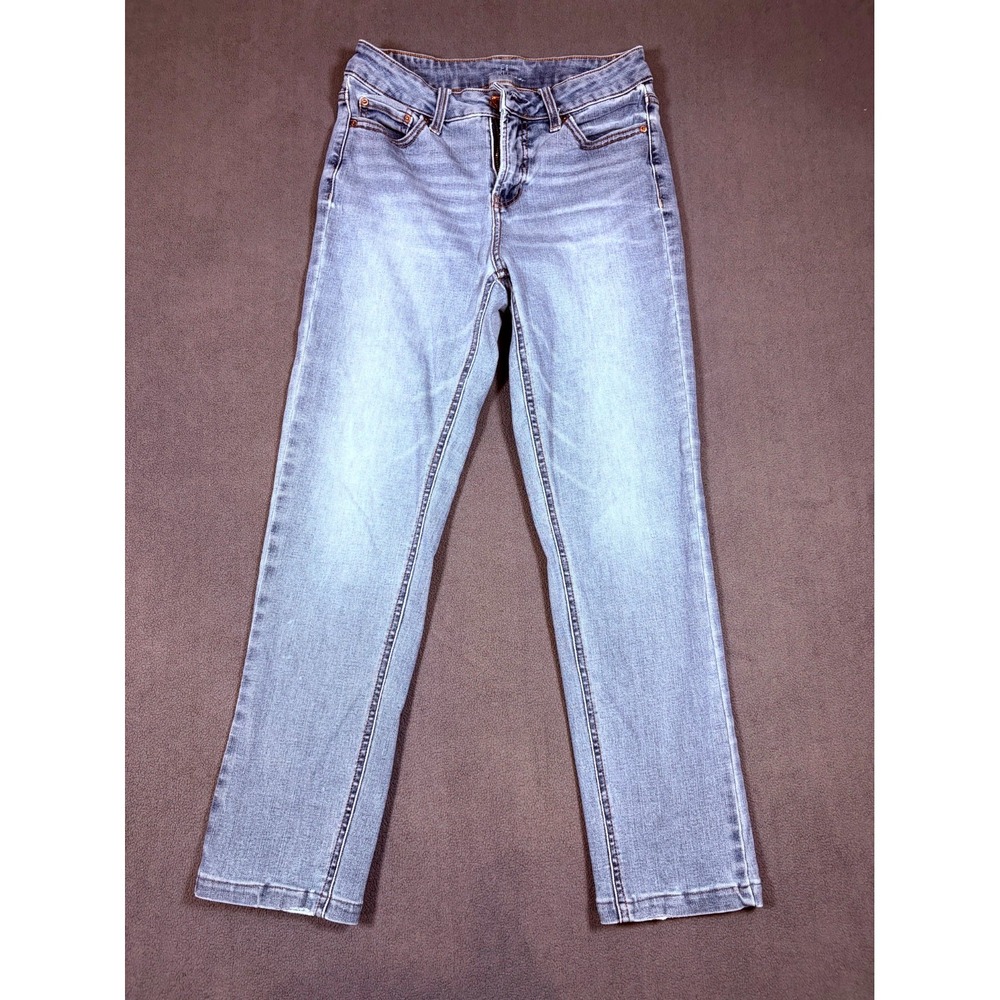 Time and Tru Jeans Womens 4 Blue Denim Double Stitch 5-Pockets Whiskered Outdoor